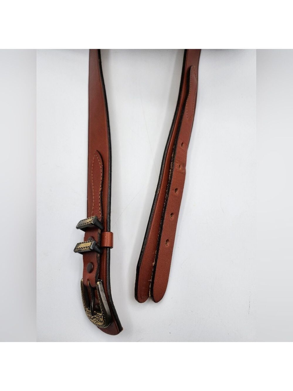 Ranger Brown Leather Belt with Fancy Gold Buckle - Picture 4 of 8